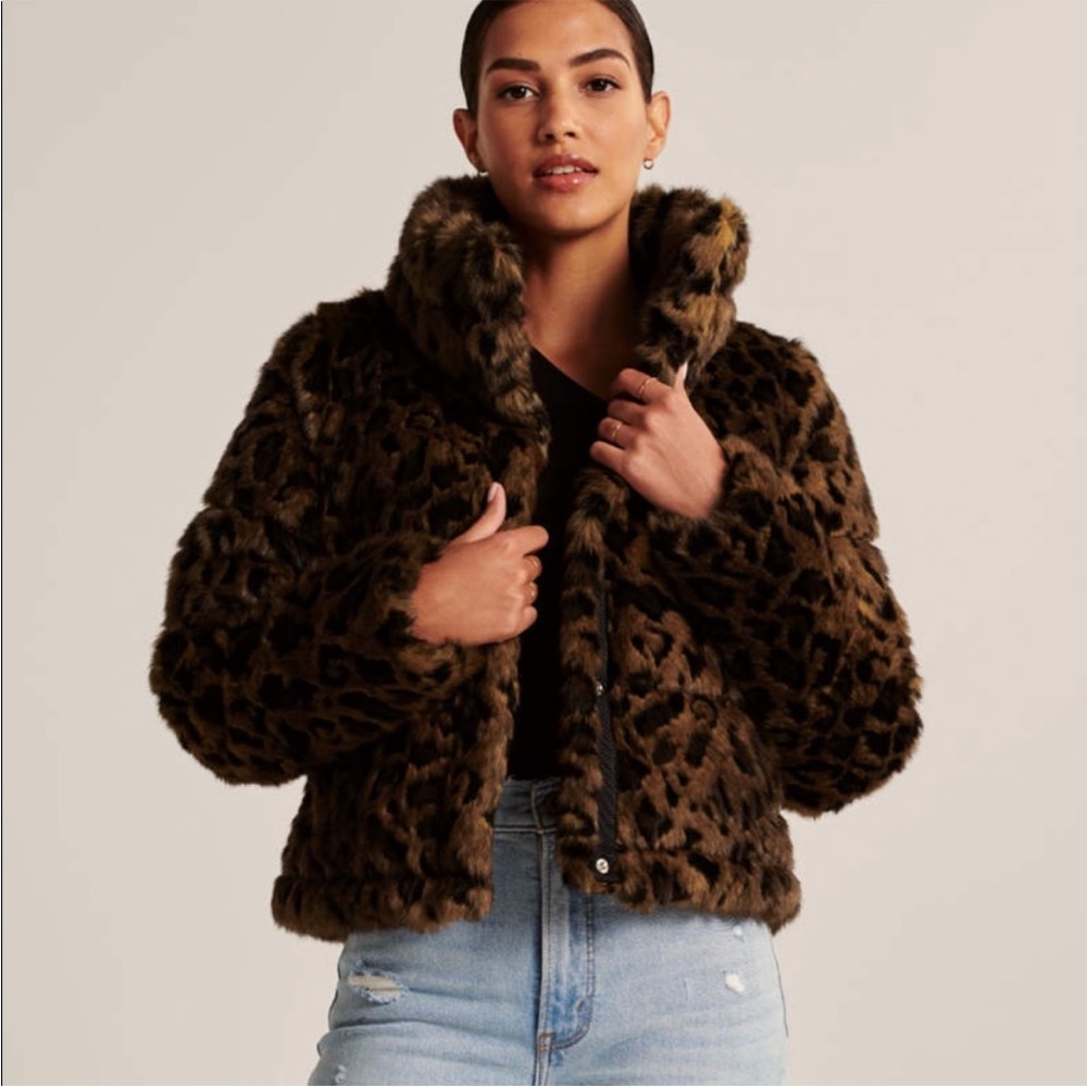A&F Faux Fur Mini Puffer